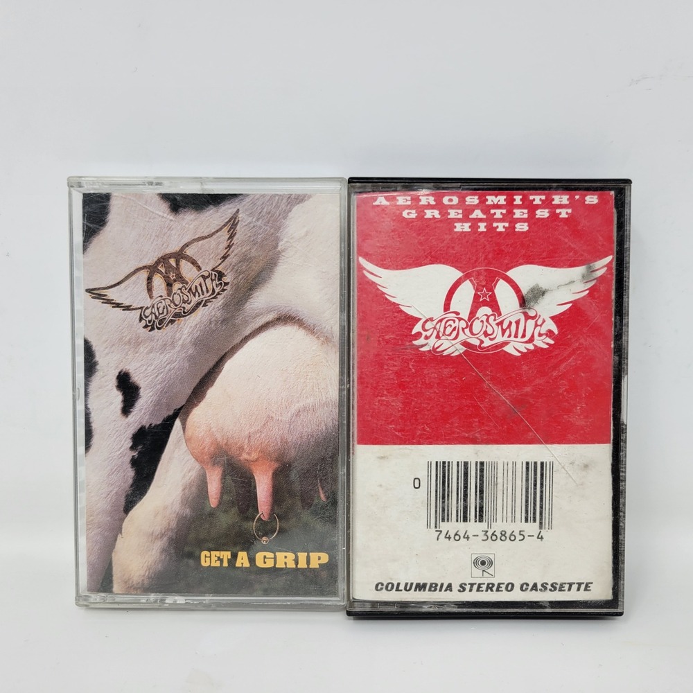 Aerosmith Cassette Tape Lot Get A Grip & Greatest Hits Classic Hard Rock 90s 80s